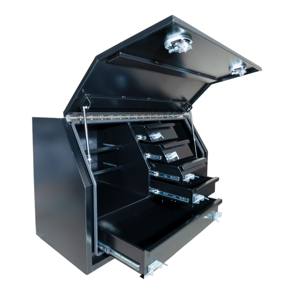 1500mm Aluminium Toolbox full door and drawers inside- Black